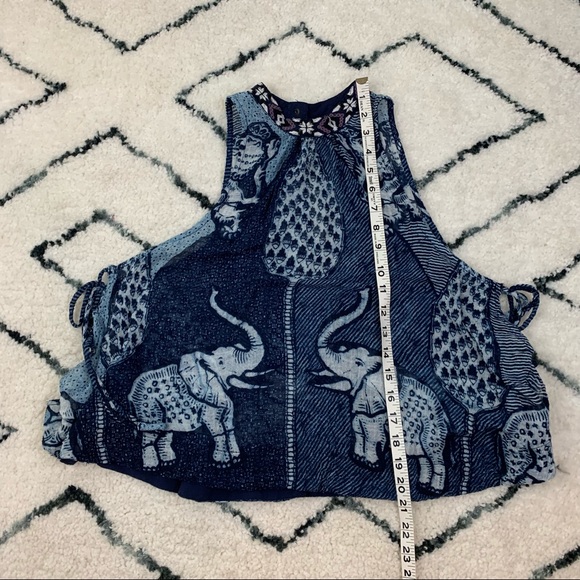 Free People Blue Elephant Gauze Sleeveless Tank top - Picture 8 of 10